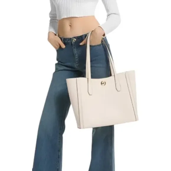 MICHAEL KORS Light Cream Coated Canvas Leida Large Tote Bag/PurseNEW/NWT!!